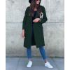 imagechouyatou Womens Casual Double Breasted Long Wool Coat Notched Lapel Office Work Wool Blend Trench Pea CoatDark Green