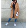 imagechouyatou Womens Casual Double Breasted Long Wool Coat Notched Lapel Office Work Wool Blend Trench Pea CoatKhaki