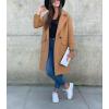 imagechouyatou Womens Casual Double Breasted Long Wool Coat Notched Lapel Office Work Wool Blend Trench Pea CoatKhaki