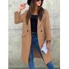 imagechouyatou Womens Casual Double Breasted Long Wool Coat Notched Lapel Office Work Wool Blend Trench Pea CoatKhaki