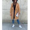 imagechouyatou Womens Casual Double Breasted Long Wool Coat Notched Lapel Office Work Wool Blend Trench Pea CoatKhaki