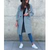 imagechouyatou Womens Casual Double Breasted Long Wool Coat Notched Lapel Office Work Wool Blend Trench Pea CoatLight Blue