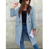 imagechouyatou Womens Casual Double Breasted Long Wool Coat Notched Lapel Office Work Wool Blend Trench Pea CoatLight Blue