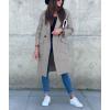 imagechouyatou Womens Casual Double Breasted Long Wool Coat Notched Lapel Office Work Wool Blend Trench Pea CoatLight Gray