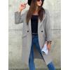 imagechouyatou Womens Casual Double Breasted Long Wool Coat Notched Lapel Office Work Wool Blend Trench Pea CoatLight Gray