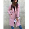 imagechouyatou Womens Casual Double Breasted Long Wool Coat Notched Lapel Office Work Wool Blend Trench Pea CoatPink