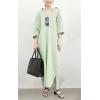 imagechouyatou Womens Casual Long Sleeve Button Down Loose Striped Cotton Maxi Shirt DressGreen