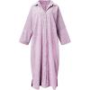 imagechouyatou Womens Casual Long Sleeve Button Down Loose Striped Cotton Maxi Shirt DressPurple