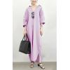 imagechouyatou Womens Casual Long Sleeve Button Down Loose Striped Cotton Maxi Shirt DressPurple