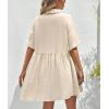 imagechouyatou Womens Casual Short Sleeve Button Down Mini Shirt Dress Cotton Babydoll Tunic Loose Beach DressApricot