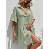 imagechouyatou Womens Casual Short Sleeve Button Down Mini Shirt Dress Cotton Babydoll Tunic Loose Beach DressLight Green