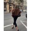 imagechouyatou Womens Casual Single Breasted Cropped Wool Blazer Jacket Contrast Collar Wool Blend Short Pea Coat OvercoatBrown