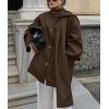 imagechouyatou Womens Casual Single Breasted Wool Coat with Scarf Office Work Wool Blend Trench Pea Coat OvercoatCoffee