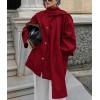 imagechouyatou Womens Casual Single Breasted Wool Coat with Scarf Office Work Wool Blend Trench Pea Coat OvercoatDark Red