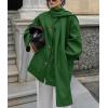 imagechouyatou Womens Casual Single Breasted Wool Coat with Scarf Office Work Wool Blend Trench Pea Coat OvercoatGreen