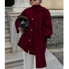 imagechouyatou Womens Casual Single Breasted Wool Coat with Scarf Office Work Wool Blend Trench Pea Coat OvercoatWine Red