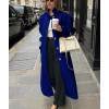 imagechouyatou Womens Casual Stand Collar Wool Coat Single Breasted Duster Long Trench Pea Coat Overcoat with PocketsBlue