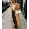 imagechouyatou Womens Casual Stand Collar Wool Coat Single Breasted Duster Long Trench Pea Coat Overcoat with PocketsKhaki