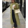 imagechouyatou Womens Casual Stand Collar Wool Coat Single Breasted Duster Long Trench Pea Coat Overcoat with PocketsLight Green