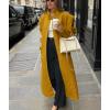 imagechouyatou Womens Casual Stand Collar Wool Coat Single Breasted Duster Long Trench Pea Coat Overcoat with PocketsYellow