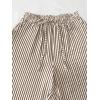 imagechouyatou Womens Casual Striped Wide Leg Pants Drawstring Elastic Waist Dress Palazzo Pants with PocketsBrown