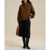 imagechouyatou Womens Casual V Neck Pullover Sweaters Ribbed Knit Slouchy Jumper Tops with Removable ScarfBrown