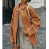 imagechouyatou Womens Casual Zip Up Faux Suede Leather Bomber Jacket Vintage Motorcycle Coats Fall Y2k Oversized OuterwearBrown