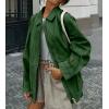 imagechouyatou Womens Casual Zip Up Faux Suede Leather Bomber Jacket Vintage Motorcycle Coats Fall Y2k Oversized OuterwearGreen