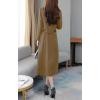 imagechouyatou Womens Chic Shawl Collar Work Double Breasted Maxi Long Wool Pea CoatDark Camel