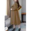 imagechouyatou Womens Chic Shawl Collar Work Double Breasted Maxi Long Wool Pea CoatDark Camel