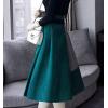 imagechouyatou Womens Color Block Faux Suede Leather ALine Midi Long Skirt Sexy High Waisted Skater SkirtGreen