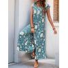 imagechouyatou Womens Cute Daisy Floral Wide Leg Baggy Jumpsuit Rompers Cap Short Sleeve Loose Comfy Overalls PantsBlue
