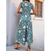imagechouyatou Womens Cute Daisy Floral Wide Leg Baggy Jumpsuit Rompers Cap Short Sleeve Loose Comfy Overalls PantsBlue