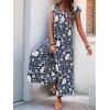 imagechouyatou Womens Cute Daisy Floral Wide Leg Baggy Jumpsuit Rompers Cap Short Sleeve Loose Comfy Overalls PantsNavy