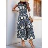 imagechouyatou Womens Cute Daisy Floral Wide Leg Baggy Jumpsuit Rompers Cap Short Sleeve Loose Comfy Overalls PantsNavy