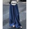 imagechouyatou Womens Elastic High Waisted Wide Leg Jeans Baggy Boyfriend Flare Trendy Long Denim PantsDark Blue