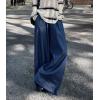 imagechouyatou Womens Elastic High Waisted Wide Leg Jeans Baggy Boyfriend Flare Trendy Long Denim PantsDark Blue