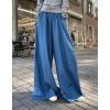 imagechouyatou Womens Elastic High Waisted Wide Leg Jeans Baggy Boyfriend Flare Trendy Long Denim PantsLight Blue