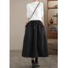 imagechouyatou Womens Elastic Waist Pleated Wool Skirt ALine Wool Blend Midi Long Skirt with PocketsGray
