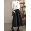 imagechouyatou Womens Elastic Waist Pleated Wool Skirt ALine Wool Blend Midi Long Skirt with PocketsGray