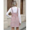 imagechouyatou Womens Elegant A Line Tweed Wool Overall Dress Sleeveless Plaid Mini Short Overall Tank DressRed
