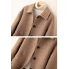 imagechouyatou Womens Elegant Lapel Houndstooth Plaid Wool Coat Casual Single Breasted Wool Blend Pea Coat with PocketsBrown
