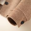 imagechouyatou Womens Elegant Lapel Houndstooth Plaid Wool Coat Casual Single Breasted Wool Blend Pea Coat with PocketsBrown