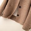 imagechouyatou Womens Elegant Lapel Houndstooth Plaid Wool Coat Casual Single Breasted Wool Blend Pea Coat with PocketsBrown