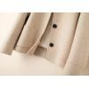 imagechouyatou Womens Elegant Lapel Houndstooth Plaid Wool Coat Casual Single Breasted Wool Blend Pea Coat with PocketsKhaki