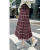imagechouyatou Womens Elegant Plaid Tassels Fringe Tweed Skirt Knit Elastic High Waist A Line Midi SkirtRed