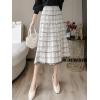 imagechouyatou Womens Elegant Plaid Tassels Fringe Tweed Skirt Knit Elastic High Waist A Line Midi SkirtWhite