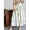 imagechouyatou Womens Elegant Pleated A Line Skirt High Elastic Waist Swing Bohemian Midi Long SkirtApricot