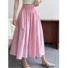 imagechouyatou Womens Elegant Pleated A Line Skirt High Elastic Waist Swing Bohemian Midi Long SkirtPink
