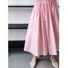 imagechouyatou Womens Elegant Pleated A Line Skirt High Elastic Waist Swing Bohemian Midi Long SkirtPink